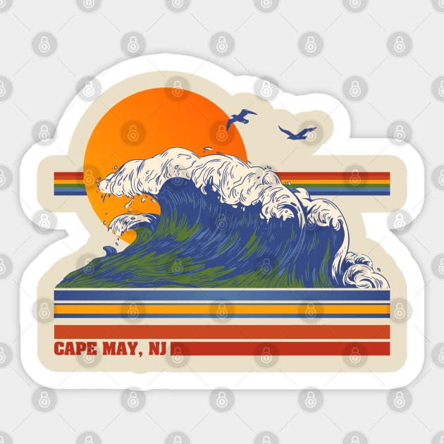 Retro Cape May NJ 70s Style Tourist Souvenir Sticker by darklordpug